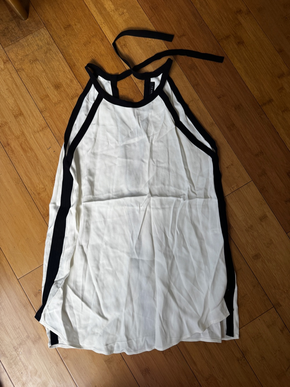 Zara White Halter Camisole with Black Trim
